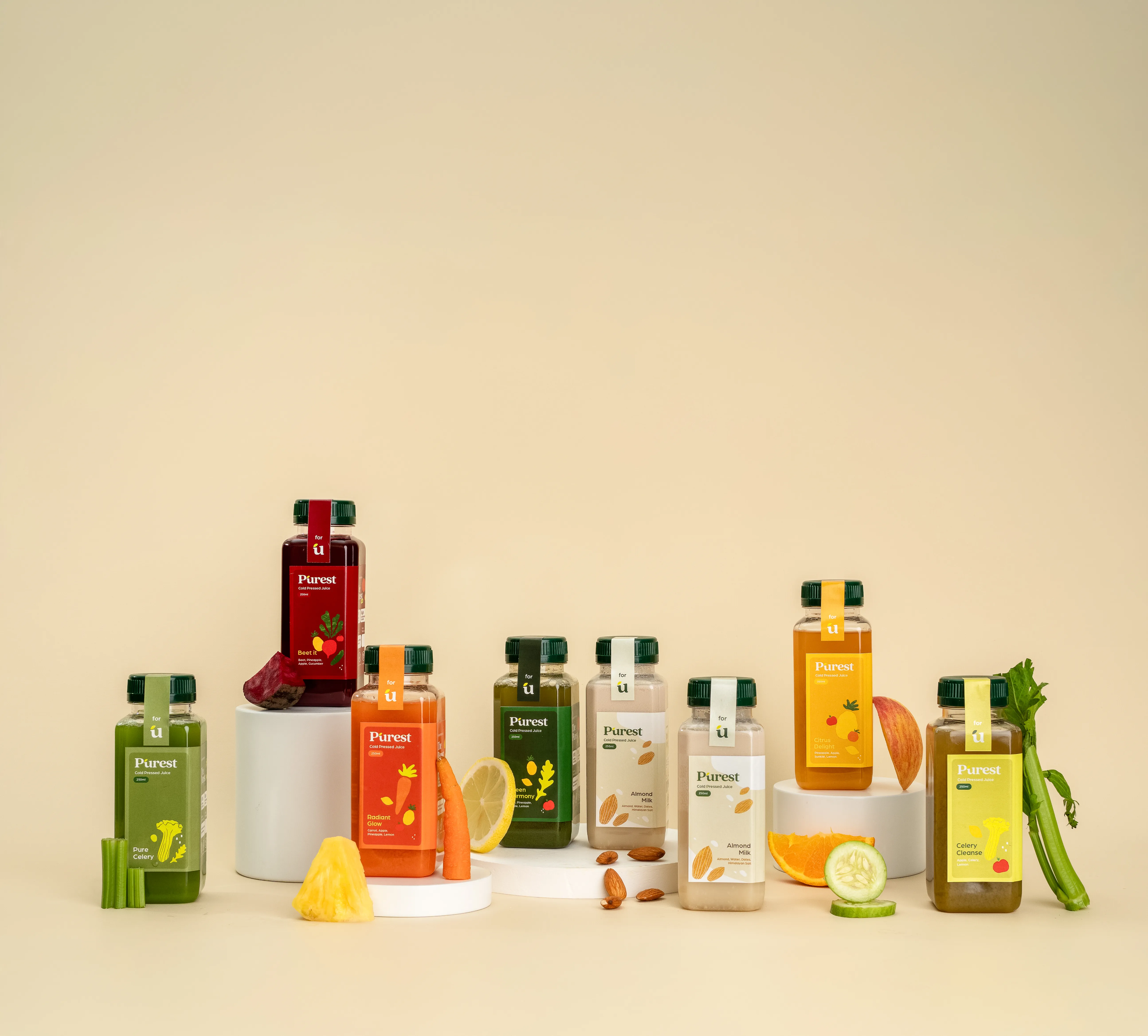Image for background containing multiple bottled cold press juice