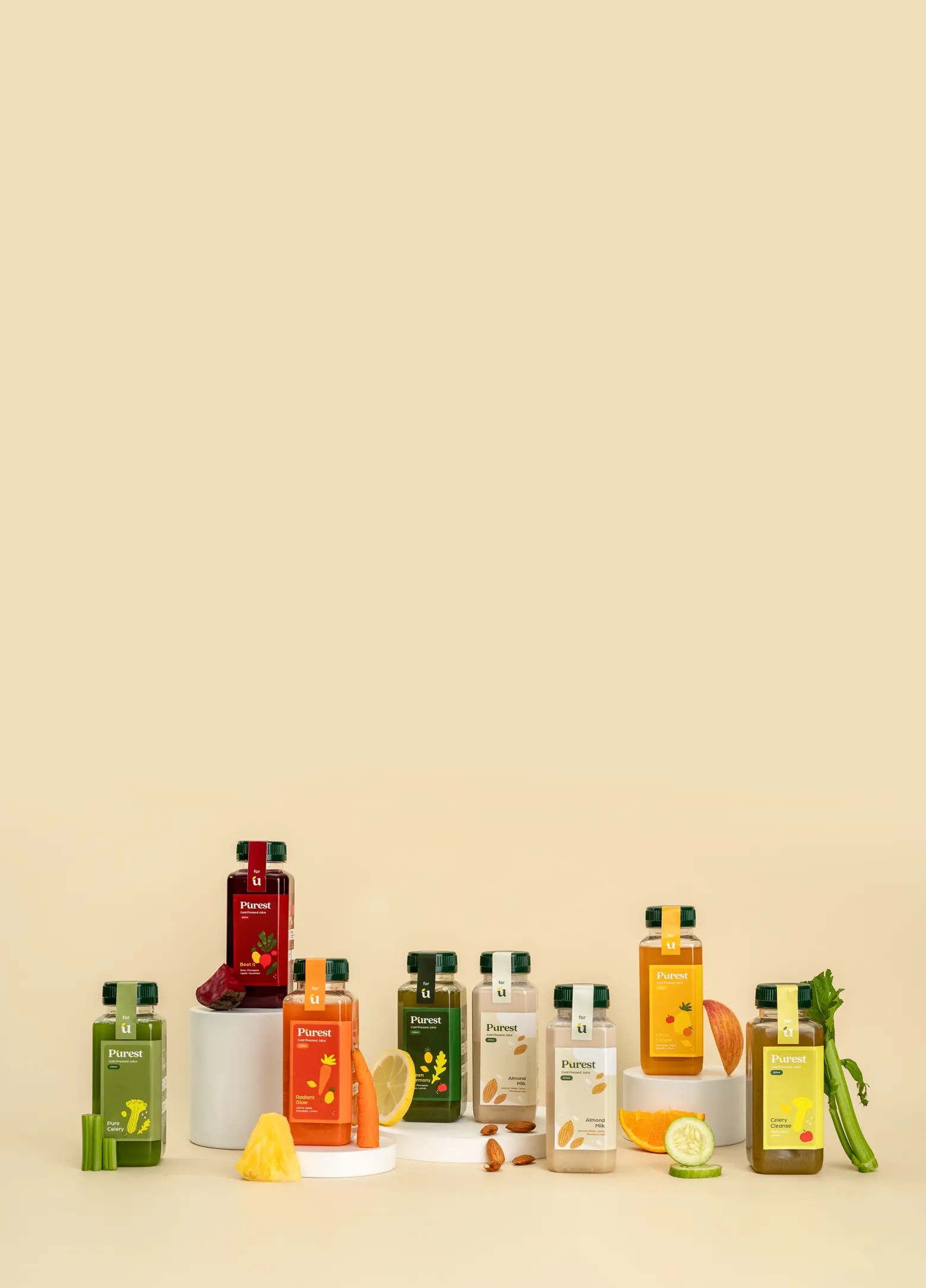Image for background containing multiple bottled cold press juice